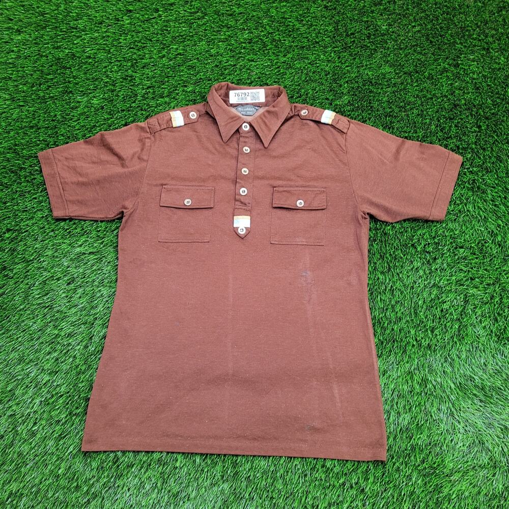 Vintage 80s MOD Polo Shirt Medium 19x28 Brown